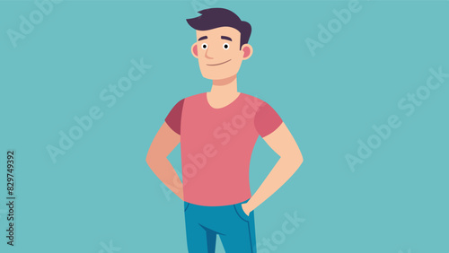 A guy confidently rocking a slimfit tshirt and skinny jeans embracing his slender frame.. Vector illustration
