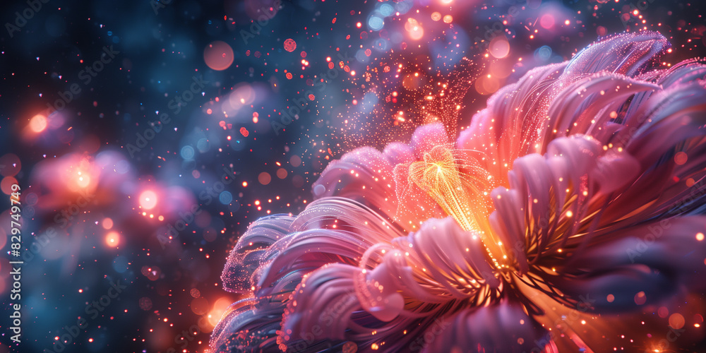 Fototapeta premium Detailed view of a flower against a black backdrop