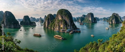 Panorama view of Halong Bay, north Vietnam
