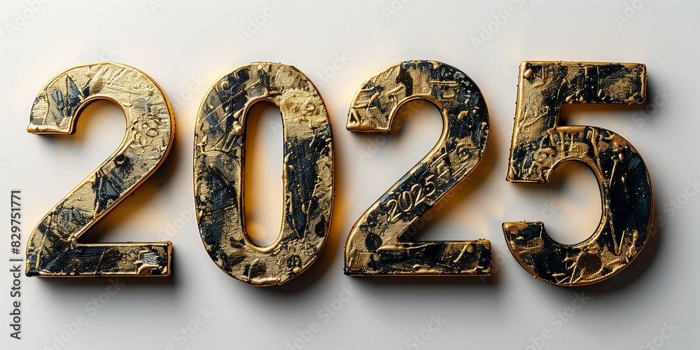 The number 2025 twenty repeated in gold text on a white background