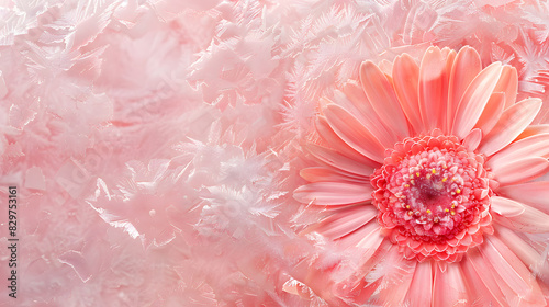 abstract art background of frozen pink gerbera flower. Generative AI. photo