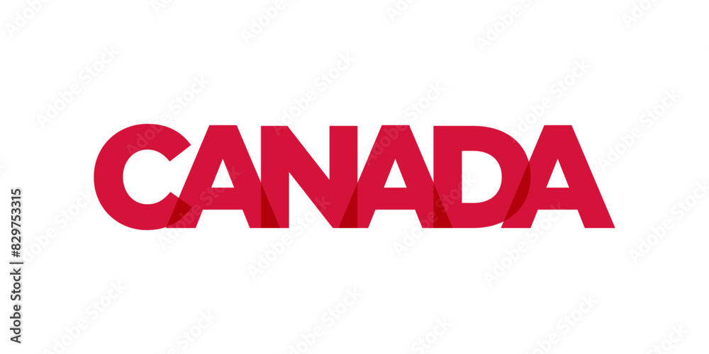 Canada emblem. The design features a geometric style, vector illustration with bold typography in a modern font. The graphic slogan lettering.