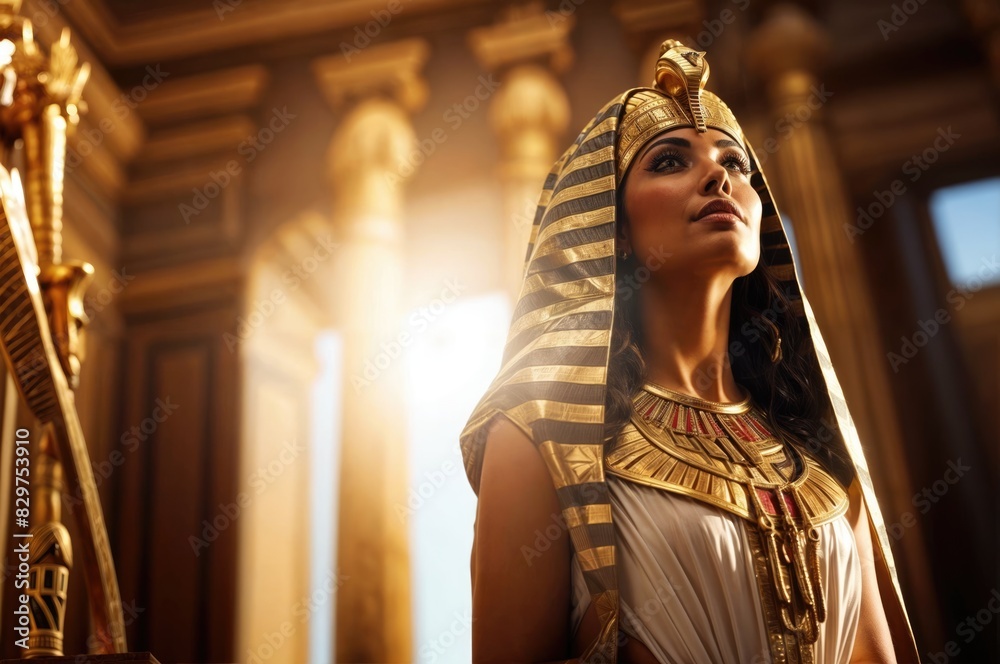 Fototapeta premium Golden Sovereignty: Cleopatra's Reign as Queen of Egypt and Symbol of Power.