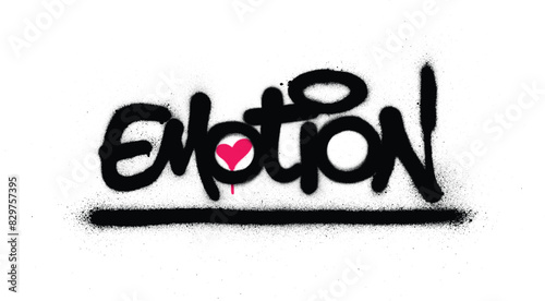 Graffiti emotion word sprayed in black over white