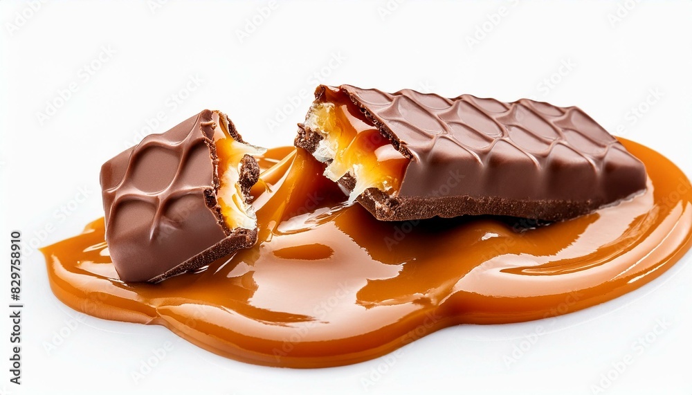 Cracked Chocolate bar with caramel, Sweet flavor, Crispy wafer Cracked Chocolate bar with caramel, Sweet flavor, Crispy wafer