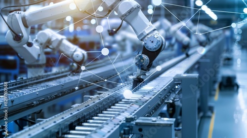 Factory AI adjusts production rates to match market demand changes in real-time, Created with Generative AI.