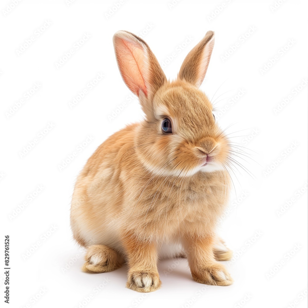 Adorable Brown Rabbit On White Background In Studio