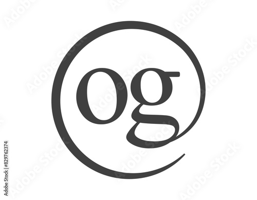 OG logo from two letter with circle shape email sign style. O and G round logotype of business company