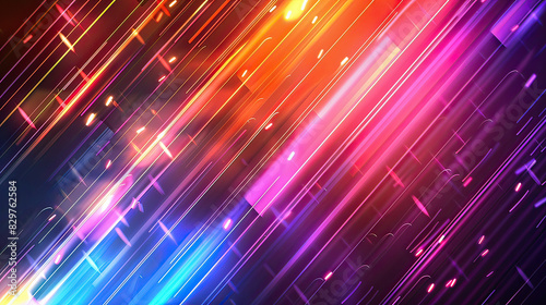 Neon luminous abstract background with neon hues, AI generative