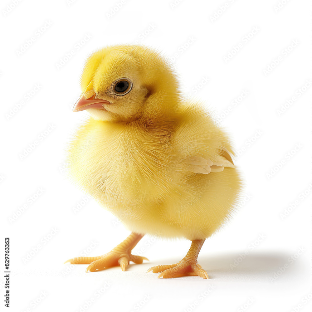 Fototapeta premium Cute Yellow Baby Chick Isolated On White Background