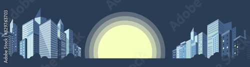 simple flat illustration of night cityscape