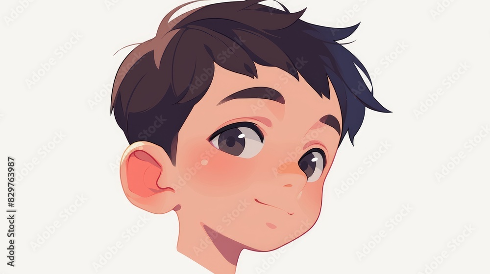 Illustration of a cartoon boy s face isolated on a white background designed as an iconic 2d graphic Illustration of a cartoon boy s face isolated on a white background designed as an iconic 2d graphic