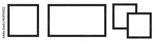 Black picture frame transparent vector