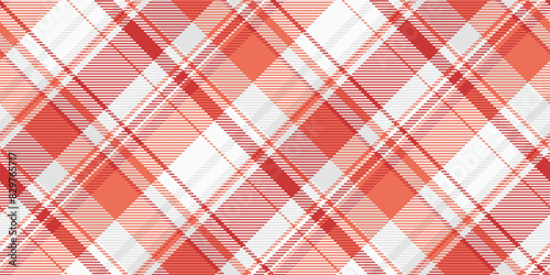 Silky tartan check background, cosy seamless texture vector. Valentine pattern plaid textile fabric in red and white colors.