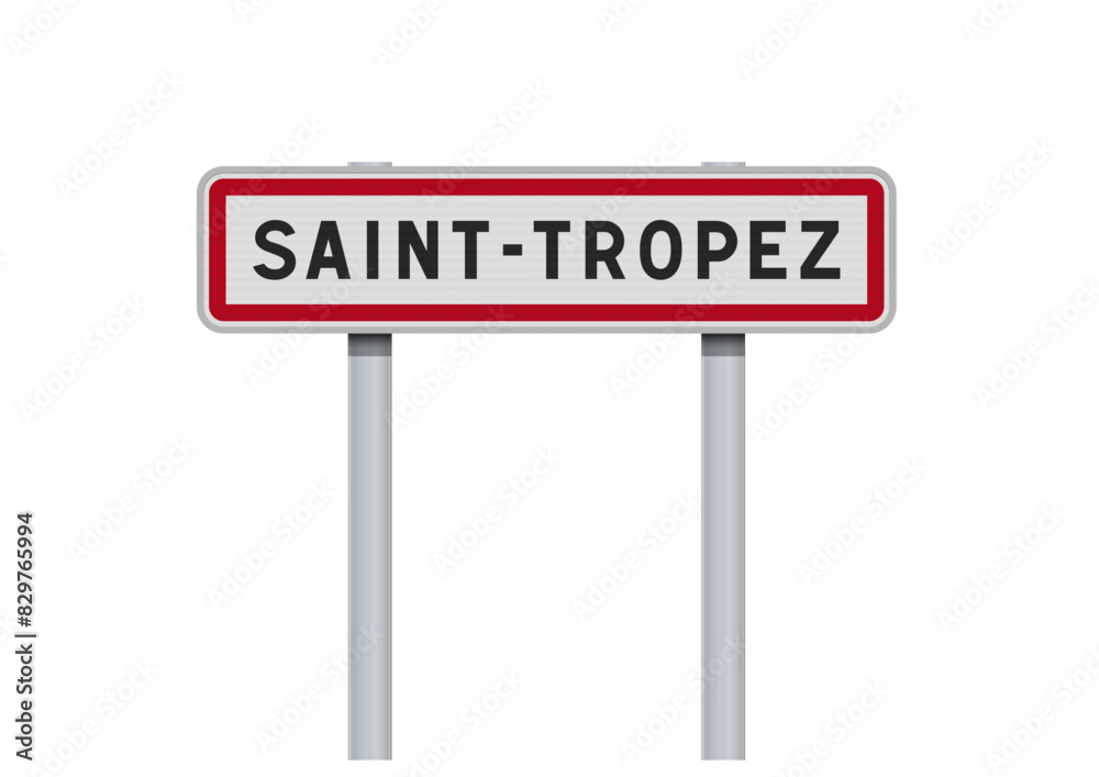 Panneau d'entrée de la ville de Saint-Tropez (Var) en vectoriel