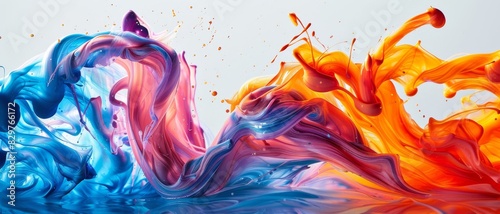 Abstract colorful paint splatter background. photo