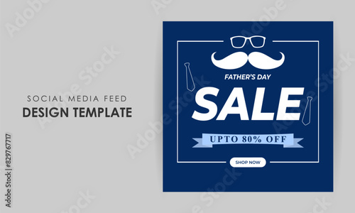 Vector illustration of Happy Father's Day Sale social media feed template
