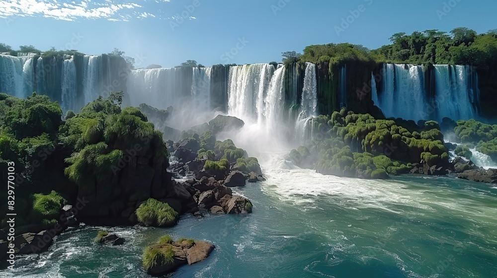 Fototapeta premium Iguazu Falls on the border of the Argentine and Brazilian Iguazu National Parks.