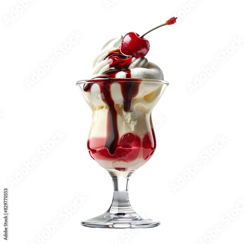 Wallpaper Mural Ice cream sundae with cherry on top, isolated on white and transparent background Torontodigital.ca
