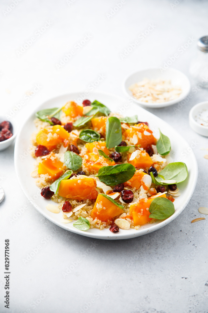 Quinoa salad with pumpkin, spinach and cranberry Quinoa salad with pumpkin, spinach and cranberry