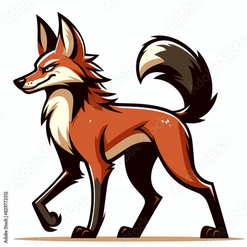 Majestic Maned Wolf, a Carnivorous Mammal Native to Brazil, Captured in Detailed Cartoon Style - Wildlife Art