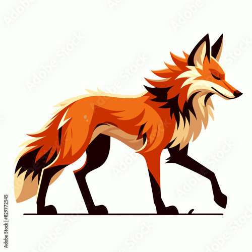 Majestic Maned Wolf, a Carnivorous Mammal Native to Brazil, Captured in Detailed Cartoon Style - Wildlife Art