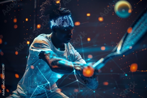 A racquetball player serves