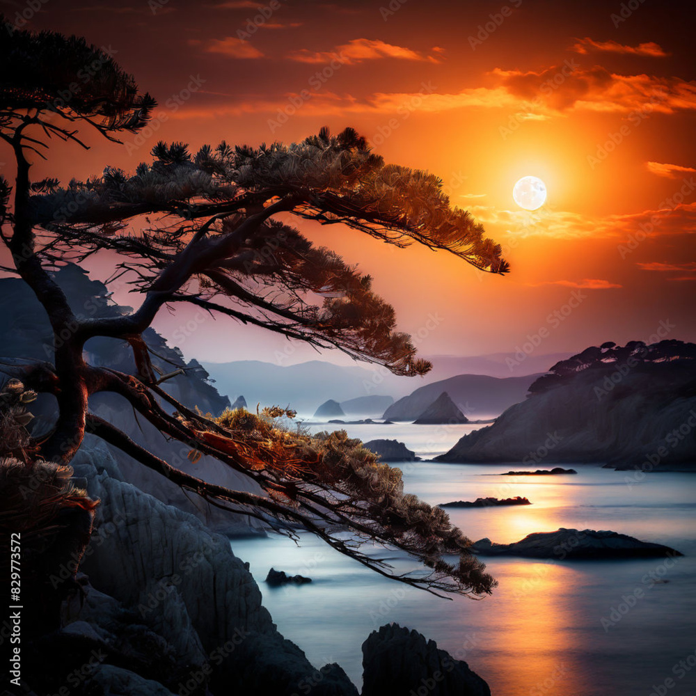 Naklejka premium sunset on the sea