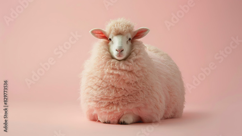 Cute pink sheep The cuteness of animals with beautiful fur and the ability to bring many benefits to the world