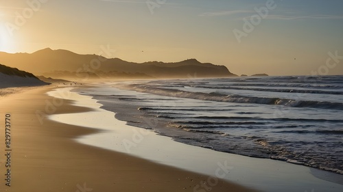 Wallpaper Mural A tranquil beach scene bathed in the soft light of dusk: Immersing in the serene ambiance of a beach at twilight, Capturing the gentle hues of dusk embracing a peaceful shore, Embracing the tranquil  Torontodigital.ca