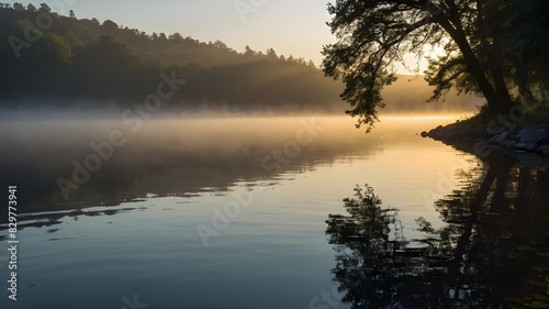 Tranquil Lake Reflections  Sunset Silhouettes and Misty Mornings in Nature s Calm  Capturing the Beauty of Dawn and Dusk Amidst Serene Landscapes