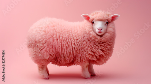 Cute pink sheep The cuteness of animals with beautiful fur and the ability to bring many benefits to the world