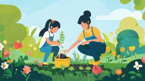 A family works together in the garden, planting flowers and vegetables. The shared effort and time spent in nature strengthen their bond and bring a sense of accomplishment and pride.