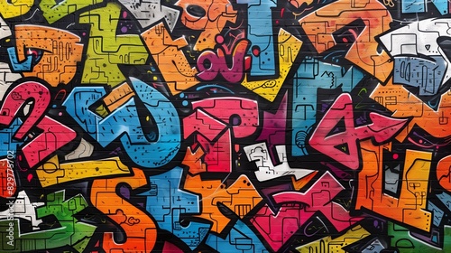 Wallpaper Mural Colorful urban graffiti mural with vibrant letters and abstract shapes Torontodigital.ca