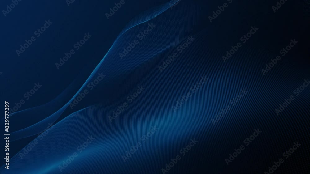 Royal blue color hi-tech particles slowly moving in cyberspace forming futuristic wave pattern abstract technology background