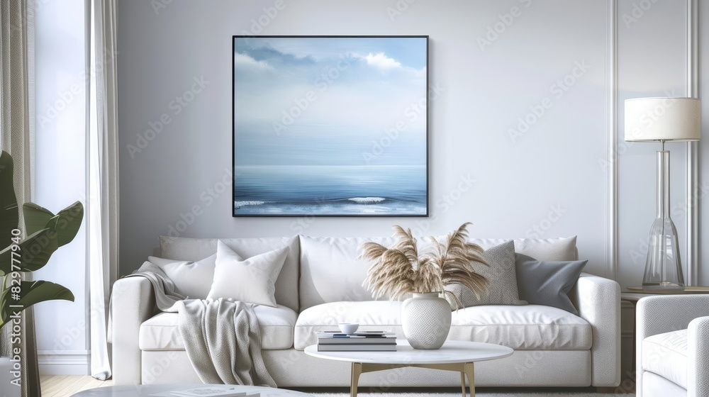 Fototapeta premium Frame mockup, a serene seascape painting inspires tranquility in any room