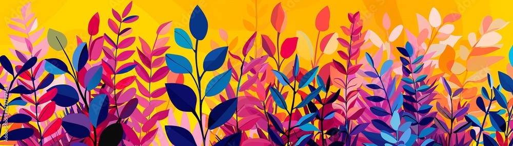 Abstract representation of a kangaroo fern using geometric shapes vibrant colors Abstract representation of a kangaroo fern using geometric shapes vibrant colors