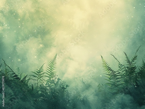 Kangaroo fern in a dreamscape surrounded by floating clouds and stars