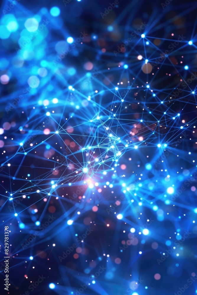 A blue background with a lot of dots and lines A blue background with a lot of dots and lines