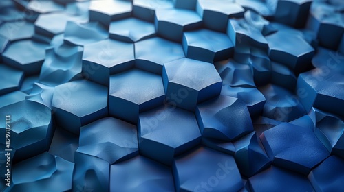 Crisp and modern background with a pattern of blue hexagonal shapes creating a sense of order and digital design