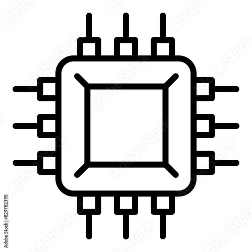 Micro chip thin line icon