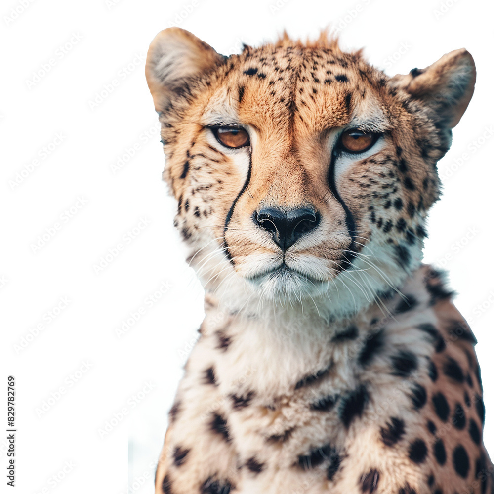 Fototapeta premium A cheetah isolated on transparent background, Ai Generative