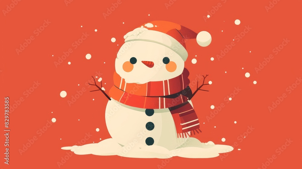 Naklejka premium A flat designed snowman icon perfect for adding a festive touch to Christmas themed materials