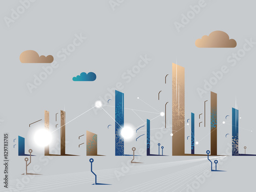 Dark side A002 technology cityscape shows the technological progress in life vector illustration graphic EPS 10