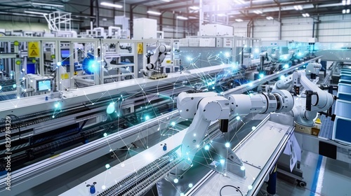 AI predicts material shortages in smart factory, orders supplies just in time to prevent delays and maximize efficiency, Created with Generative AI. photo