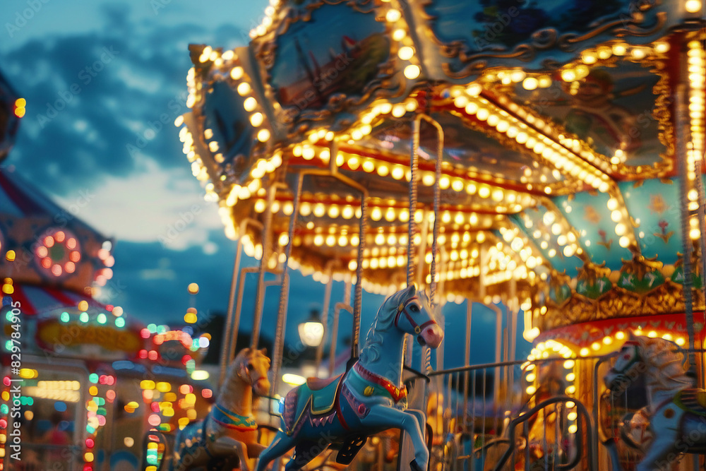 Image of outdoor fair market amusement and entertainment concept generative AI