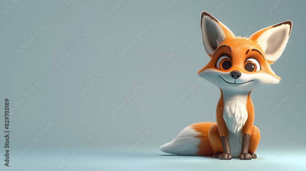 Fototapeta premium Cute Cartoon Fox Banner with Room for copy
