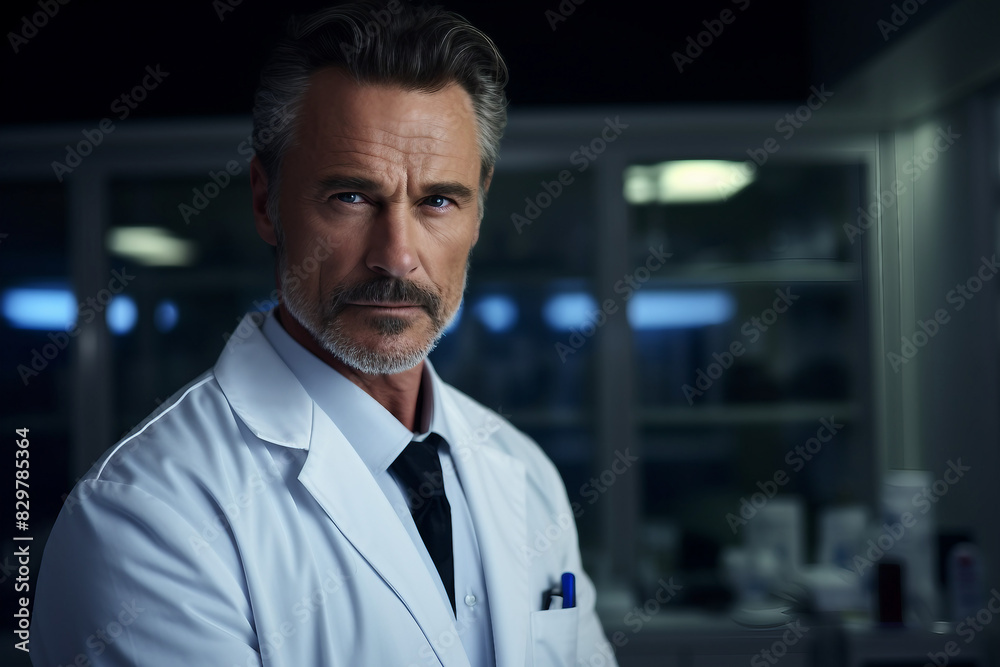 Fototapeta premium Doctor scientist working in modern hi-tech laboratory with innovation research, Generative AI illustration