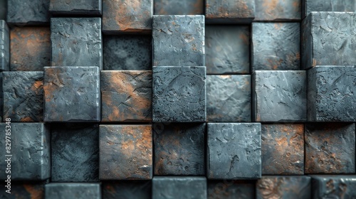 Close-up of a textured wall with 3D cubic patterns, evoking a rustic and robust feel