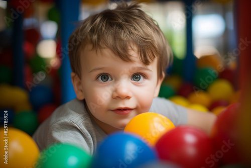 Cute children in playground playroom territory having fun playful childish mood made by Generative AI